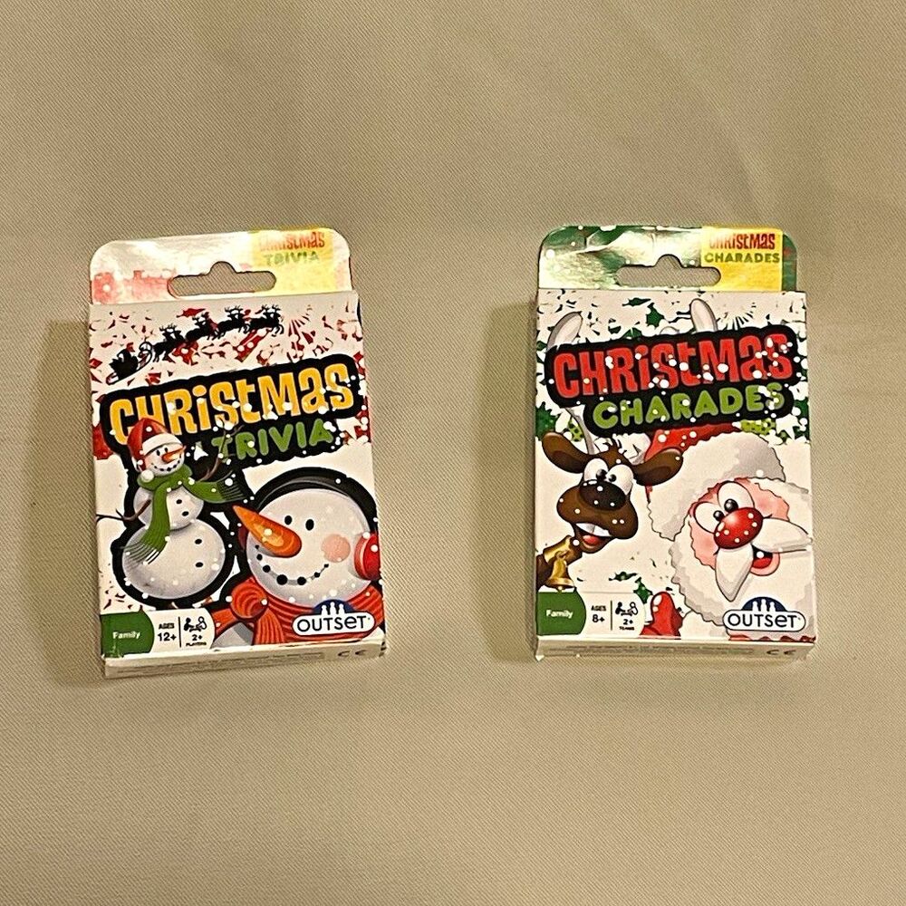 Outset Christmas Trivia & Charades Card Game Set 2-Pack Santa Claus Ages 12-18